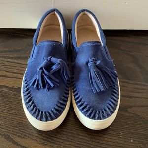 JSlides navy suede platform slip on sneakers